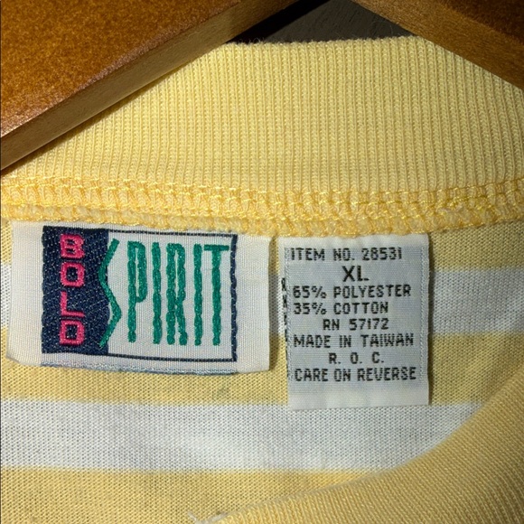Vintage Spirit Yellow and White Cotton Y2K Striped Short Sleeve Tee - Picture 5 of 6